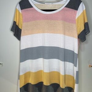 Colorful Striped Short Sleeve Women's Tee